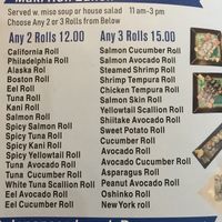 sushi lunch menu  at Golden Garden in Lexington