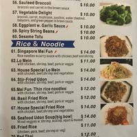 some veg menu items   at Golden Garden in Lexington