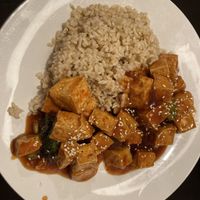 Sesame tofu lunch with brown ricee  at Golden Garden in Lexington