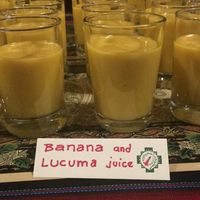 Fresh squeezed banana and Lucuma juice at Willka Tika Garden Resort in Urubamba