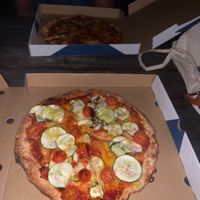 Vegan cheese margarita with added zucchini from Pizzeria. Amazing too!  at Marina Cafe in Whitsundays