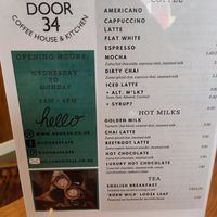 Menu at Door 34 in New Mills