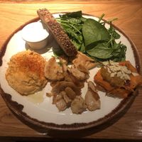 No chicken, hummus and roast sweet potatoes   at Margarito in Valencia