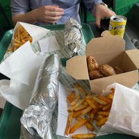 Doner Wrap, chicken Wrap, Vegan Shack Fries and Wings at Vegan Shack - Piccadilly Gardens in Manchester