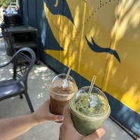 Matcha & iced mocha w/ oatmilk  at café SoL in Niantic