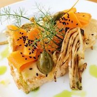 Vege and vegan option appetiser called Sofia's choice. at Ninas Place  in Razanac