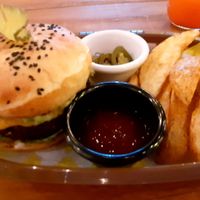The bean burger at Crush in Merida