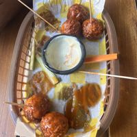 Meatless/ boneless chicken, which are processed.   Tasted pretty good but I’m not a huge fan of processed.  Still worth a try plus you have to expect that when eating out  at Crush in Merida