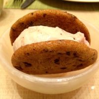 Soy cherry chocolate ice cream inside a chocolate chip cookie  at Wynn Hotel - The Buffet in Las Vegas