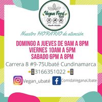 Horario de atención at Vegan Food in Ubate