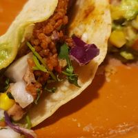 Vegan adobada tacos (beyond crumbles) at Marcela's Cocina Mexicana in Chelan