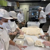 The scene of making bread  at Kamogawa Bakery - Kita in Kyoto