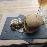 Vegan burger at Peso Neto in Bilbao