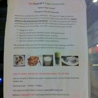 Sign in the window that made us think it would be good to try. at The Food of 7 Vegan in Rodney Bay