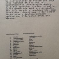 Hinweis im Menü at Deicheck Café in Sankt Peter-ording