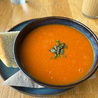 Soup of the day - tomato and lentil soup with bread  at The Hungry Gull in Isle Of Skye