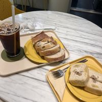 Olive bread and chestnut pastry!  at Vegan Veganing in Seoul