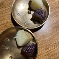 Boiled veggies as side dishes   at North Korean Restaurant ChinChin 북녘식당친친 in Seoul