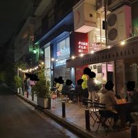 Outside at Pink Flamingo in Athens