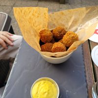 Bitterballen and mustard..”Vegan”!!  at Vegan Food Tour Utrecht in Utrecht