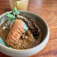 It's eggplant but not as you know it. Incredibly delicious and creative at Vegan Food Tour Utrecht in Utrecht