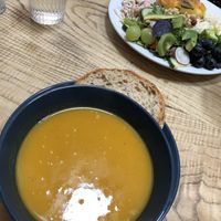 Carrot and Coriander Soup + Fresh Bread at The Parrett Deli & Dine in Langport