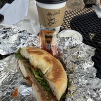Plain bagel, beyond sausage, spinach and tomato  at White Mountain Bagel Co in Lincoln