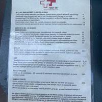The menu  at First Eet in Arnhem