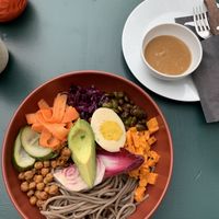 Bowl with vegan egg  at First Eet in Arnhem