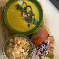 Lentil soup & 1/2 BLT sandwich & sweet potato salad  at First Eet in Arnhem