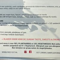 Menu is 90% plant based and the “only veggie” items are V  at First Eet in Arnhem