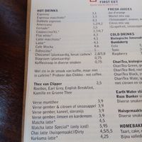 Coffee and tea menu (June 2025) at First Eet in Arnhem