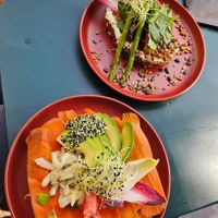 Carrot lox sandwich & vegan ricotta sandwich at First Eet in Arnhem