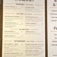 Takeout menu  at Sunbird Cape Cod in Orleans