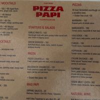 Menu  at Pizza Papi in Tulum