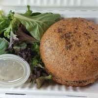 Truffle Burger in the new take out only world! at Freesoulcaffe in Tustin