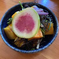 Poke bowl with squash   at Castro's in Honolulu