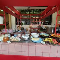 Breakfast buffet   at The Green Elephant Hostel in Maastricht
