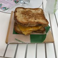 Egg cheese & bacon sandwich  at SoBe Vegan in Miami Beach