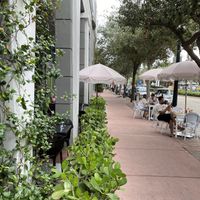 Cute outdoor seating  at SoBe Vegan in Miami Beach