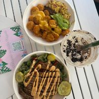 "Bacon, Egg & Cheese"-Tater Tots &  Burger-Bowl at SoBe Vegan in Miami Beach