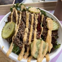 Burger Bowl - amazing!  at SoBe Vegan in Miami Beach