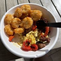 Inside the bacon egg bowl   at SoBe Vegan in Miami Beach