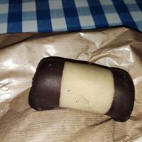 Marzipan with chocolate and liquor filling at Landbageriet - Naturbageriet in Copenhagen