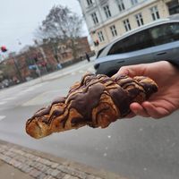 Chocolate croissant 25dkk at Landbageriet - Naturbageriet in Copenhagen