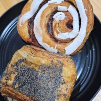 Cinnamon Bun & Poppy Seed Pastry at Landbageriet - Naturbageriet in Copenhagen