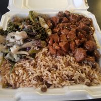 Jerked meat. Found the soy chunks to be very bland. at Vegetarian Delight in Miramar