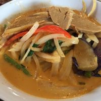 red curry with vegan chicken at The Green Papaya in River Edge