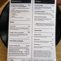 Menu  at Tipsy in Aarhus