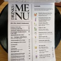 Menu  at Tipsy in Aarhus